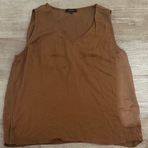 Quince Washable Silk Tank in Copper Brown, sz Large